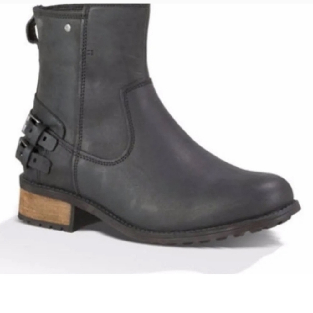 Ugg Australia Women Orion Side Zip  Classic Ankle Moto Leather Boots shoes sz 7